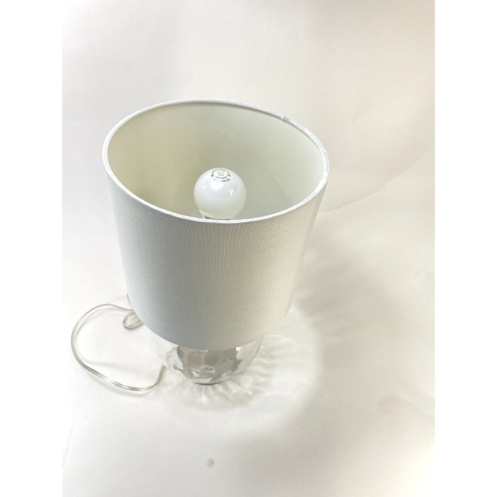 Small Glass Circle Base Lamp w/ White Lampshade 16 1/2" Tall - Picture 4 of 9